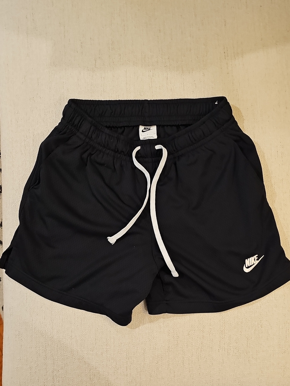 Nike Women's Black Athletic Shorts with White Drawstring